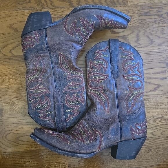 French's Western 12" Cowboy Boots 1100 Brown Embroidered Leather Women's Sz 9.5M - Picture 6 of 12